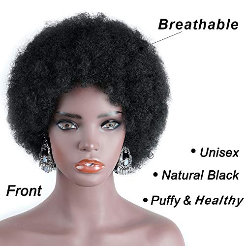 Short Afro Puffy Synthetic Hair Wig Andromeda Natural Black Heat