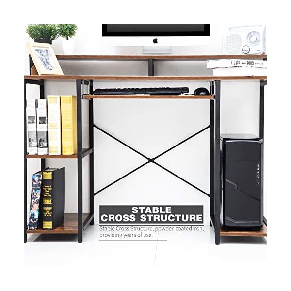 TOPSKY Compact Computer Desk with Storage Shelves/Keyboard Tray/Monitor