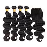 ZILING Brazilian virgin hair body wave with lace closure human hair bundles with closure extensions hair