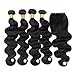 ZILING Brazilian virgin hair body wave with lace closure human hair bundles with closure extensions hair