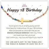 MXXGMYJ Happy Birthday Gifts Cross Bracelet for Women Christian Religious Bday Gifts 16 18 21st Birthday Gift for Her Daughter Sister