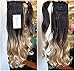 Wavy Wrap around Ponytail Brown Blonde Ombre Hair Extensions 20 inches Long Hairpiece for Women Girl Gift (20 Inch (Pack of 1), Wavy- Dark brown/sandy blonde)