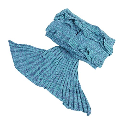 Panda Large Mermaid Tail Blanket for Adult, Oversized Warm-Keeping Skin-Friendly Sleeping Blanket Super Warm Soft All Season Sleep Blanket Fashion Fish Scale Sofa Car Sleeping Bag (3 pcs) (Blue)