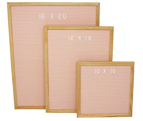 16 X 20 Changeable Letter Board - Pink Felt with Solid Oak Frame, Wall Mount, Canvas Bag, and 290 Characters - by Executive Office Solutions