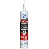 GE Supreme Silicone Caulk for Kitchen &amp; Bathroom, White, 10 fl oz Cartridge, 1 Pack - 100% Waterproof Silicone Sealant, 7X Stronger Adhesion, Shrink &amp; Crack Proof