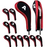 Andux Number Print Golf Iron Covers with Zipper Long Neck 12pcs/set