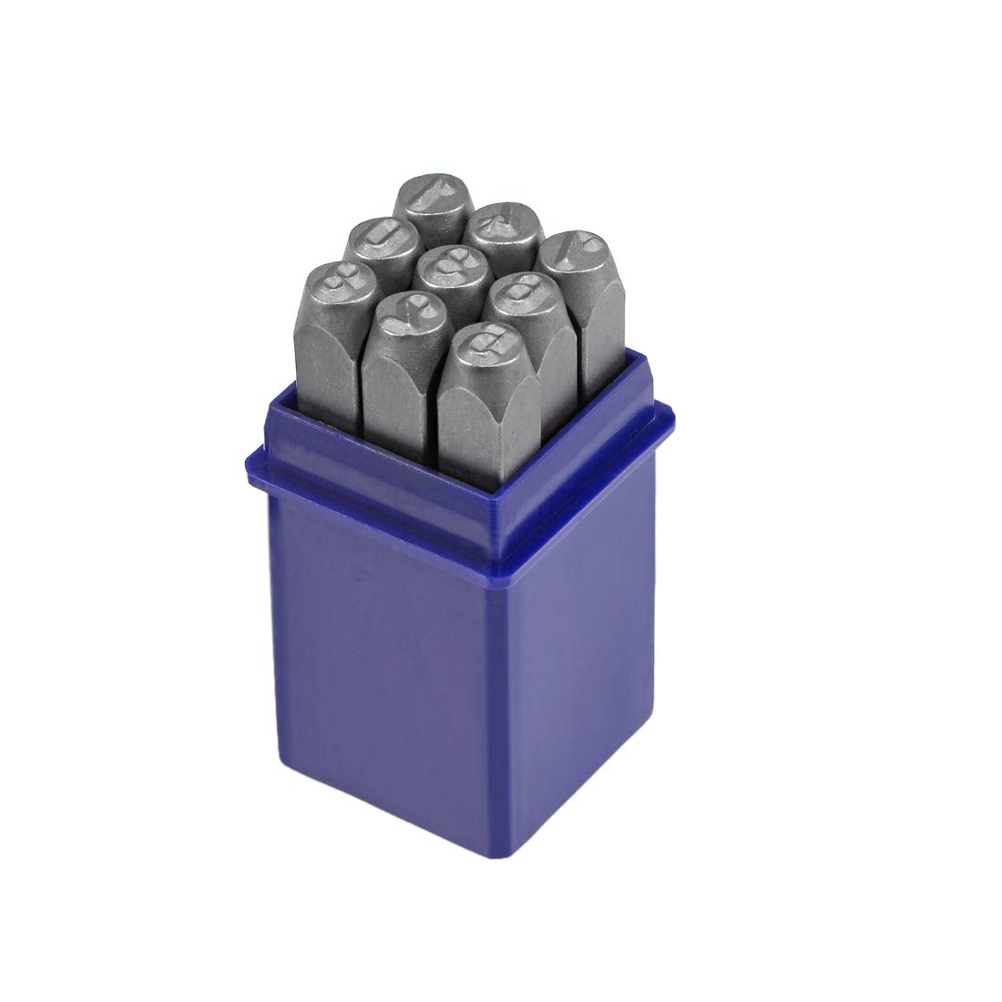 sourcing map Number Metal Stamp Set, 3/16" 5mm, Digital 0 to 9, Numbers Punch Set Wood Leather Steel Punch Tools Leather Craft Stamp