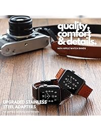 MIFA Apple reloj pulsera con cuadrante negro, correas de cuero de repuesto para las series 1 y 2 de 38 mm o 42 mm en negro o marrón, 42mm, Marrón