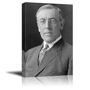 Portrait of Woodrow Wilson (28th President of The United States) - American Presidents Series - Canvas Wall Art Gallery Wrap Ready to Hang - 12x18 inches