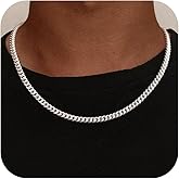 UPFAI 4mm/5mm Cuban Link Chains for Men - 925 Sterling Silver Diamond Cut Cuban Link Curb Chain Necklace Jewelry Gift for Men, 18 20 22 24 Inches