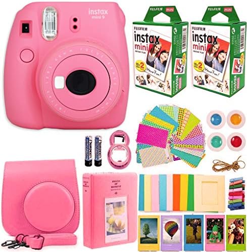 FujiFilm Instax Mini 9 Immediate Digital camera + Fujifilm Instax Mini Movie (40 Sheets) Bundle with Offers Quantity One Equipment Together with Carrying Case, Coloration Filters, Picture Album + Extra (Flamingo Pink)