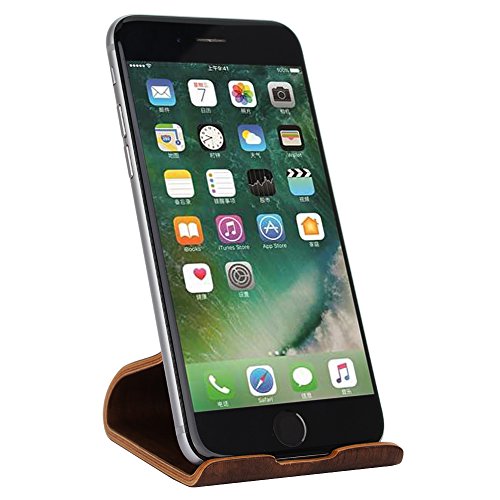 SAMDI Wood Mobile Phone Stand, Smartphone Cell phone Stand Holder for iPhone 6 6s 7 plus 5 5s 5c, Samsung Galaxy S5 S7 S6 S8 Edge, Google Nexus,HTC, LG Simple & Portable (Black Walnut)