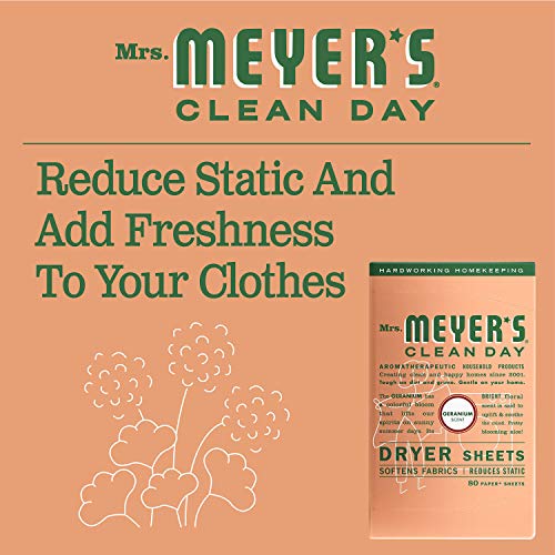 Mrs. Meyer’s Clean Day Dryer Sheets, Geranium Scent, 80 count - Thumbnail 3