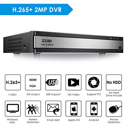 ZOSI 1080p 16 Channel Security Camera System, H.265+ 16CH Hybrid DVR