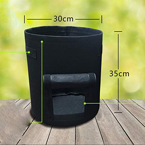GEMGO 3 Pack Potato Grow Bag, 7 Gallon Aeration Waterproof Fabric Sweet Potato Planter, Velcro Window Vegetable Peanut Growing Box Bucket Pot for Nursery Garden (3 Pack, Black)
