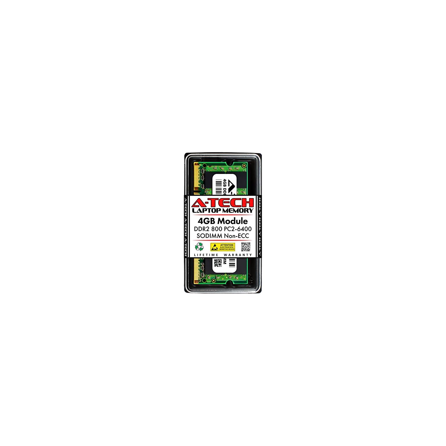 A Tech 4GB DDR2 800MHz SODIMM PC2 6400 1 8V CL6 200 Pin Non ECC Unbuffered Laptop RAM Memory 