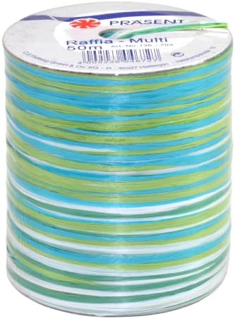 C.E. Pattberg Raffia Multicolour Green-Blue-White, 55 Yards Wrapping Presents, 5-Strand Ribbon for Gifts, Accessories for Decorating and Handicrafts, for Every Occasion, Turquoise, 50 Meter Spool