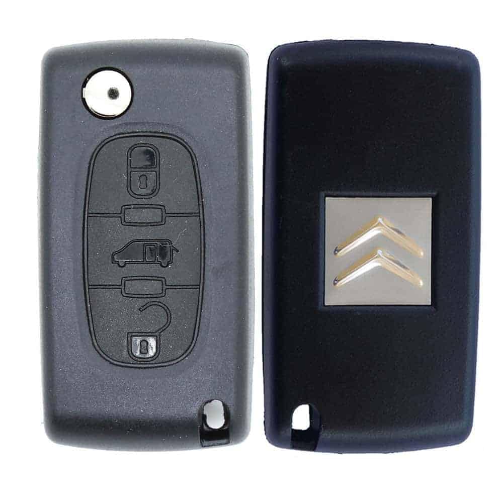 RKFUK® Replacement 3 Button Remote Car Key Fob Case CE0536 with VAN Symbol and VA2 Flip Blade Suitable for Citroen Cars and Vans Keys and Fobs