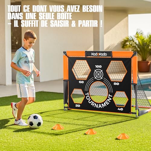 KadoKado Set of 2 Foldable and Portable Children's Football Goals, Outdoor Children's Football Goals with Carry Bag 120 x 90 x 90 cm Cages and Mini Goals, Ideal for the Garden