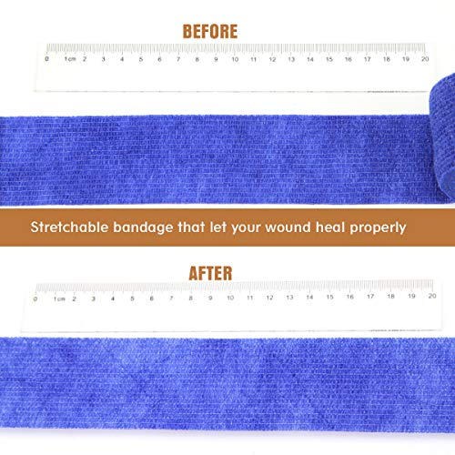 MUEUSS Self Adhesive Bandage Tape Vet Wrap Self Adherent Cohesive Bandages First Aid Wrap Waterproof Non-Woven Elastic Bandage for Animals Pet Sports Supply FDA Approved 24 Rolls, 2 inches x 5 Yards