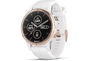 Garmin fēnix 5S Plus Compact Multisport Watch with Music, Maps and Garmin Pay Sapphire, Rose Gold-Tone with Carrara White Ban