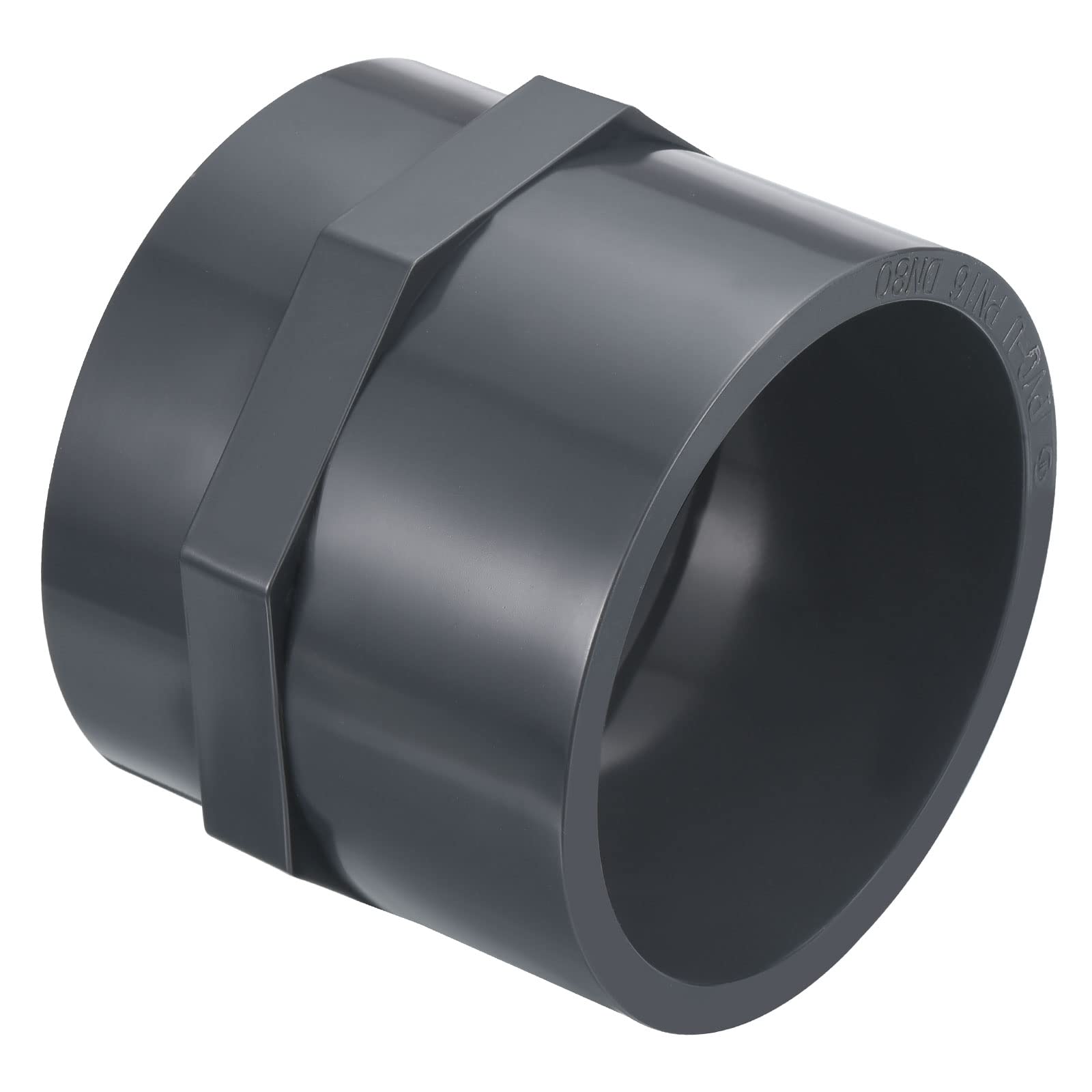 PATIKIL G3 Female Thread Pipe Fitting, UPVC 3 Inch Socket Straight Tube Hose Connector Adapter for Water Pipes, Gray