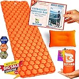 BIVARO Ultralight Sleeping Pad for Backpacking -Travel and Hiking + Lightweight Pillow + Ebook • Complete Bundle. Waterproof Camping Mattress Best for Sleeping Bag,Hammock and Tent.
