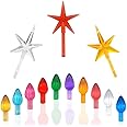 Replacement Lights Bulbs for Ceramic Christmas Tree National Artcraft Ornaments for Ceramic Tree Accessories, Flame Shape Light up Medium Twist, 3 Stars 105 PC Included, Assorted Colors