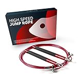 Kamileo Jump Rope, Adjustable Speed Jump Rope for Boxing MMA Fitness CrossFit Workout, Aluminum Anti-Slip Handles (with eBook, Poster, Cooling Towel Carry Bag, Cable Protector)