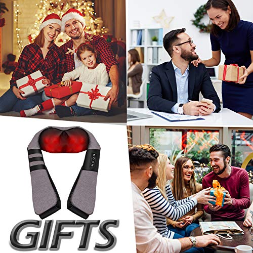 Massagers for Neck and Back Pain Relief,Shiatsu Shoulder Massager with Heat,Electric Cervical Massage Pillow with 8 Deep Tissue Massage Nodes for Waist,Foot,Legs,Body Muscle,Great Gifts for Men/Women