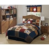 PEM America Classic Sports Piece Quilt Set in Denim and Clay - Twin