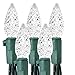 Holiday Essence Led Christmas Lights 60 Faceted LED String Lights Set C6 Green Wire Indoor and Outdoor Decoration, Patio and Christmas Tree Energy Efficient LED Bulbs, UL Listed Cool White