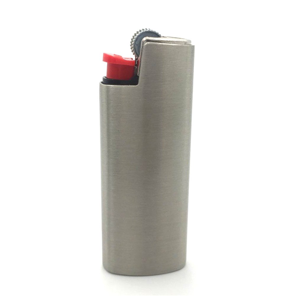 Lucklybestseller Vintage Metal Lighter Case Cover Holder for BIC Silver
