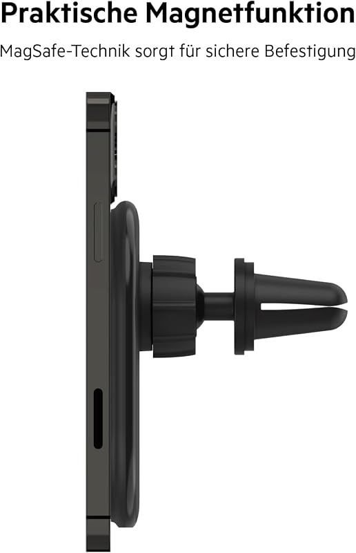 BoostCharge drahtloser magnetischer Kfz-Telefon-Halter, Kfz ladegerät, Auto Ladegerät, kompatibel mit MagSafe-fähigem iPhone 17, Air, 16, 15, 14, 13, 12, Pixelsnap (inkl. Kabel)