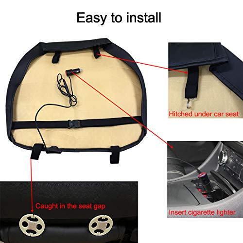 Big Hippo Heated Car Seat Cushion-Universal 12V Car 24V Truck Front Seat Heating Seat Covers Pad Protector with Temperature Controller and DC Charger for Car Interior,Home,Office Chair(1 PC) - Thumbnail 5