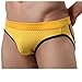 Outtop (TM) Men's Sexy Lycra Mesh Bulge Sexy Low Rise Jock Straps Briefs Thong Shorts Underpants (L, Blue) (M, Yellow)