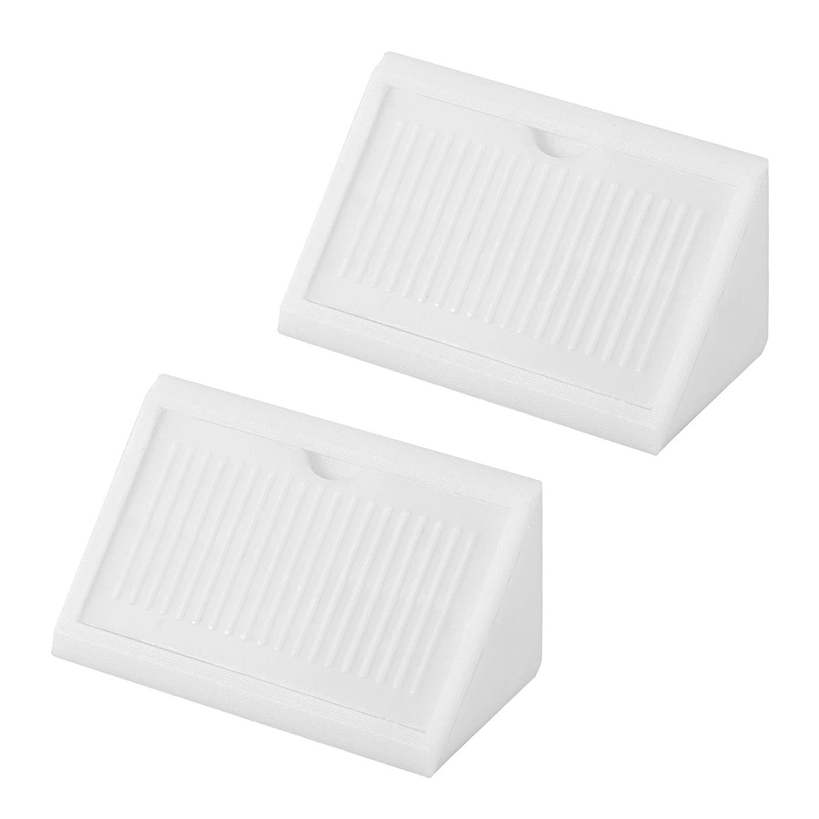 TOP-VIGOR 100Pcs Plastic Corner Bracket, Shelf Cabinet Door 90 Degree 4 Holes Angle Brackets White 42 x 20 x 20 mm with Cover Cap for Reinforce Right Angle Corner Brace Joints of Drawers Furniture