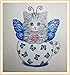 Diamond Painting DIY 5D Special Shape Rhinestones, ABEUTY Cat Kitten with Blue Butterfly Wing in The Cup, Partial Drill Crystal Diamond Art Kits