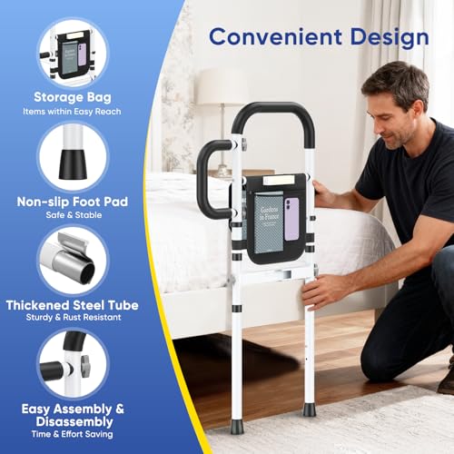 Hoyiyobi Senior Bed,Height Adjustable Grab Bar Get Out of Bed,Handles for Seniors