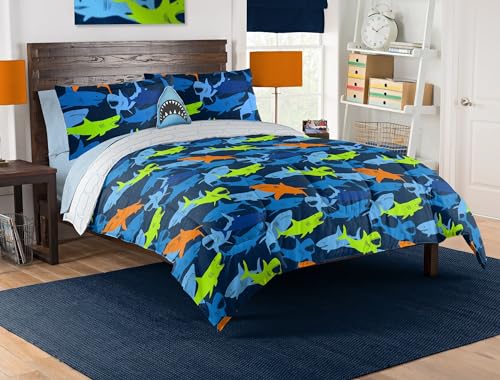 Northwest Classics Full Sized Shark Adventure 8-Piece Bed in a Bag Set, All Sea…