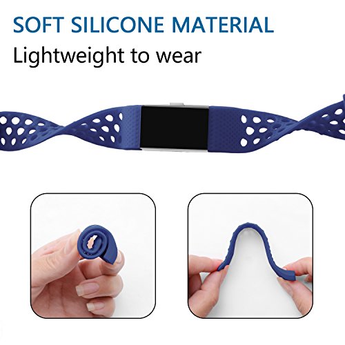 image for POY Replacement Bands Compatible for Fitbit Charge 2, Adjustable Breat