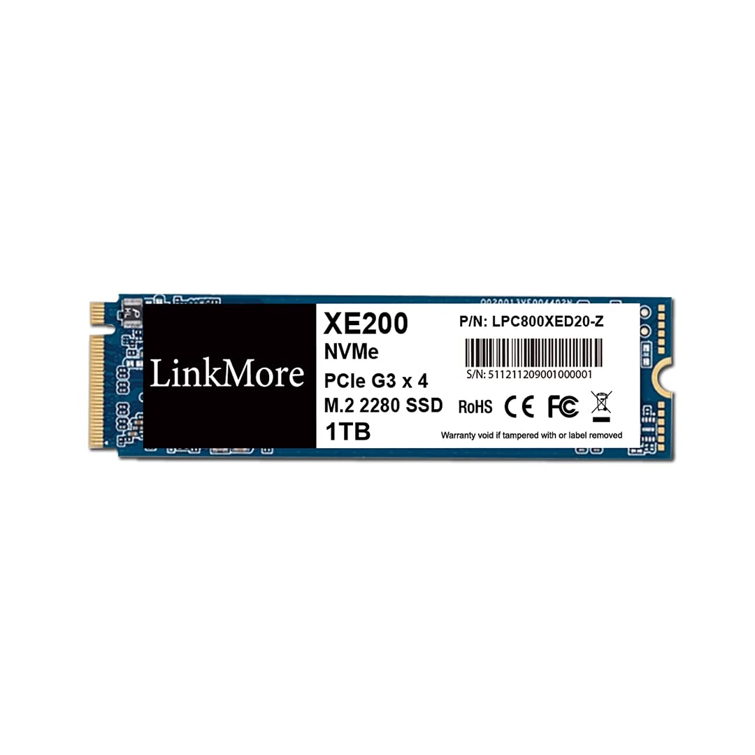 LinkMore XE200 1TB M.2 2280 PCIe Gen 3X4 Internal SSD, Solid State Drive, Up to 2500MB/s for Latop and PC
