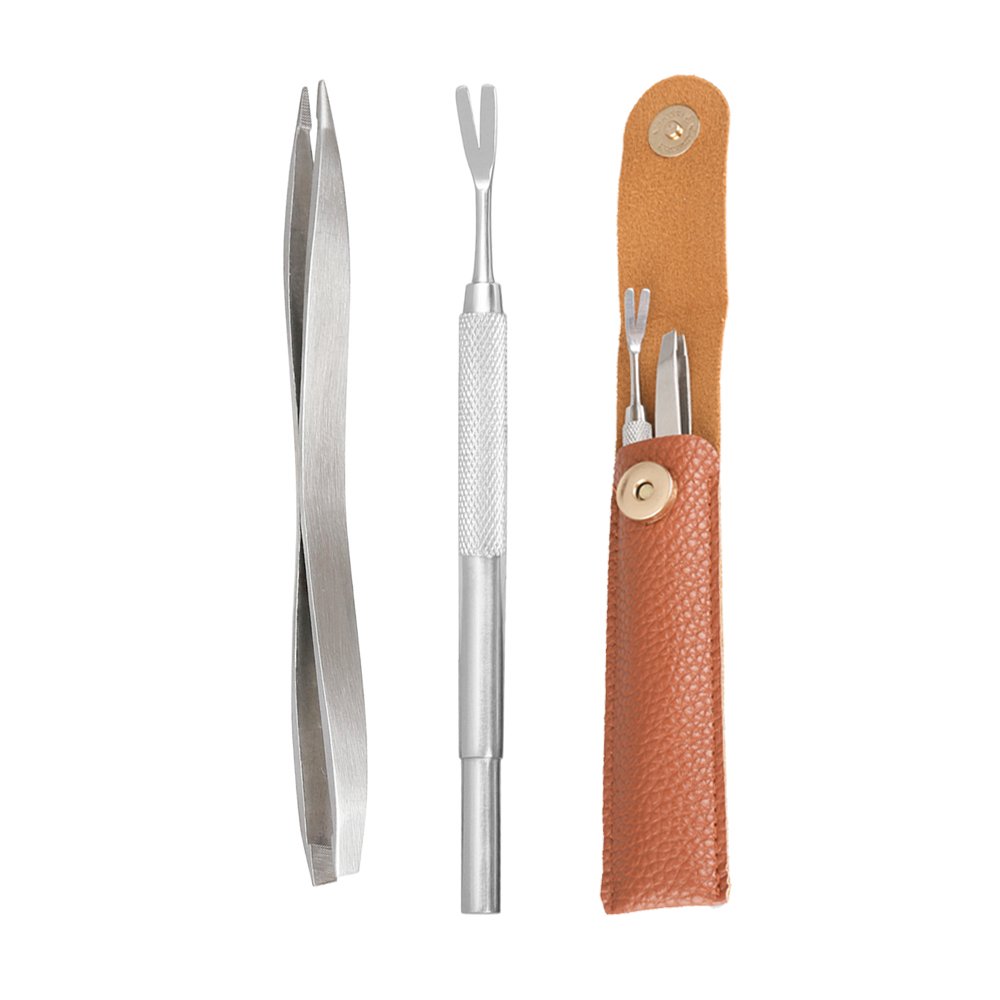 Petshoney Stainless Steel Tick Remover and Tweezers Easy & Safe for Pets like Dogs & Cats, Leather Bag with Two Tools