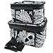 World Traveler 2-Piece Paisley Cosmetic Train Case Set, Black and White