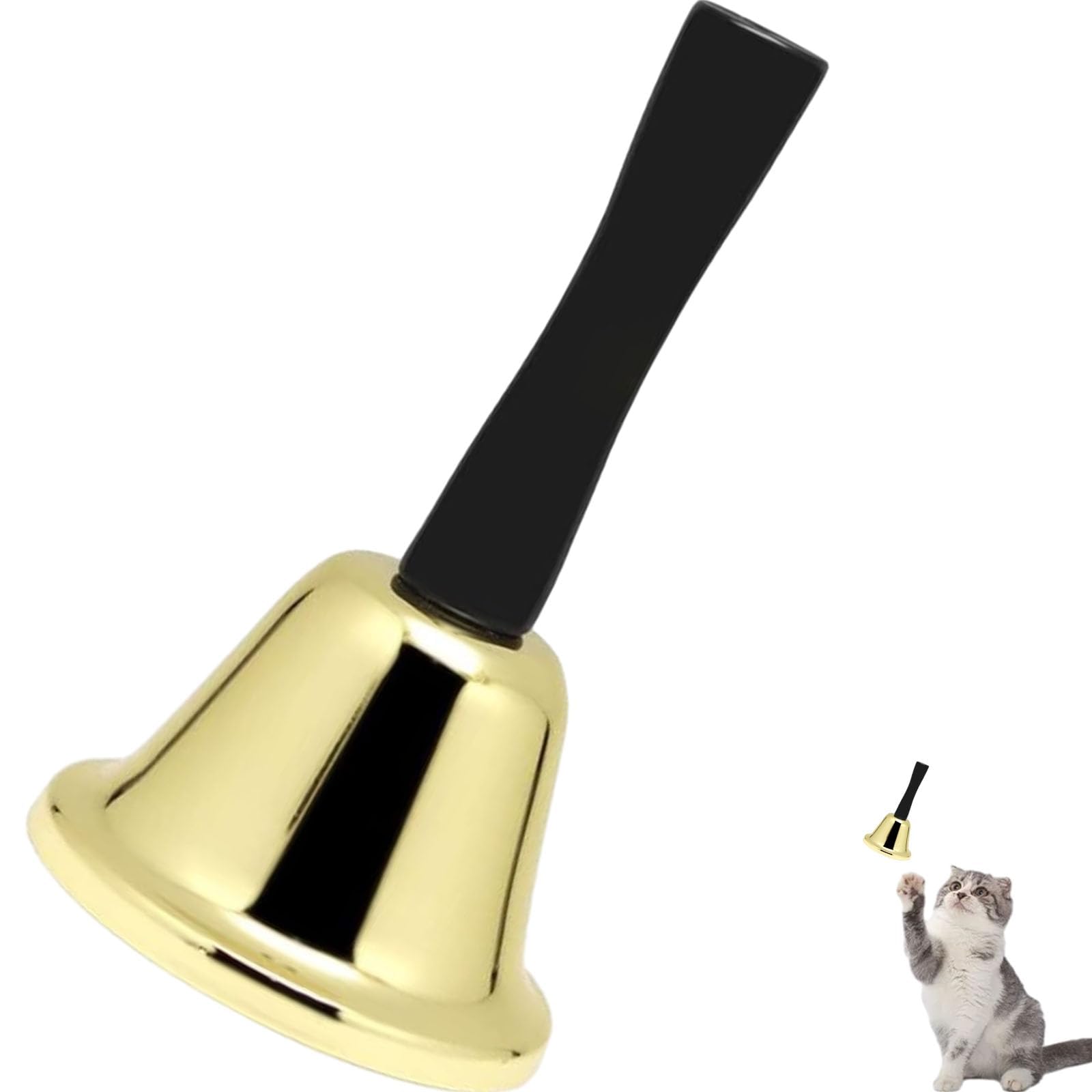 Christmas Metal Hand Cranked Bell Decoration - Ordering Summoning Bell with Wooden Handle for Cats & Butlers