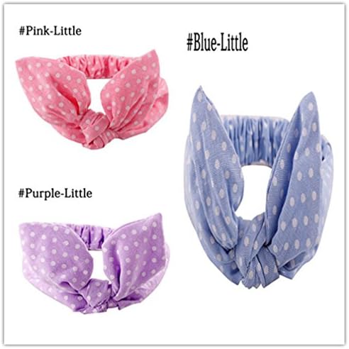 Everain Ear Elastic Bow Baby Girl Headband Hair Band (3PC-Pink+Blue+Purple)