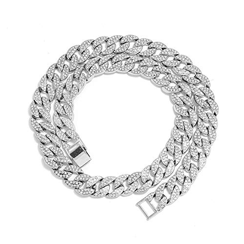 XY Fancy 14MM Hombres Collar Pulsera Chapado en oro Eslabón cubano Cadena Miami Estilo Hip Hop Montado en diamante completo