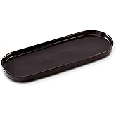 Simple Style Ceramic Sink Tray - Bathroom and Kitchen Counter Tray (Black)