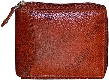 Style98 Bombay Brown Leather Zipper Men's Wallet