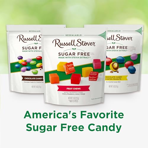 RUSSELL STOVER SUGAR FREE FRUIT CHEWS CANDY, 7.5 OZ. BAG